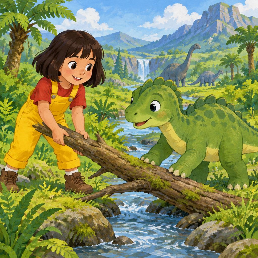 Fragment ilustrat din Ana și dinozaurul verde